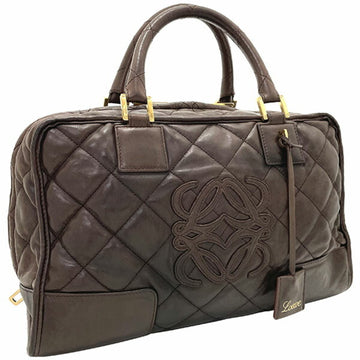 LOEWE Handbag Quilted Amazona 36 Leather Dark Brown  Anagram Boston Bag Tote