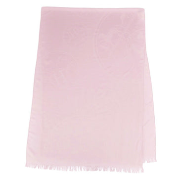 HERMES muffler stole ex libris carriage pattern cashmere silk ladies light pink