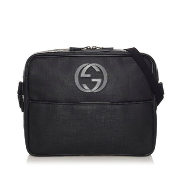 Gucci Interlocking G Shoulder Bag Black PVC Leather Ladies