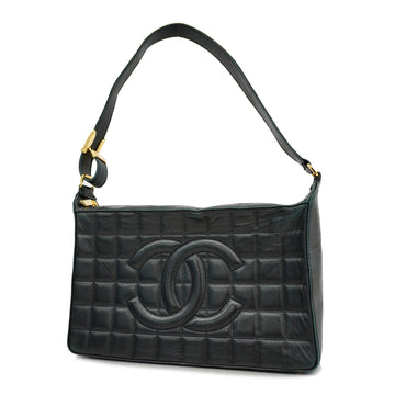 Chanel Chocolate Bar Shoulder Bag Women's Leather Shoulder Bag Black