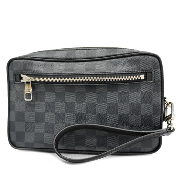 LOUIS VUITTONAuth  Damier Graphite Pochette Kasai N41664 Men's Clutch Bag