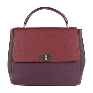 BALLY Barry B TURN MD handbag leather Bordeaux 2way shoulder turn lock bag