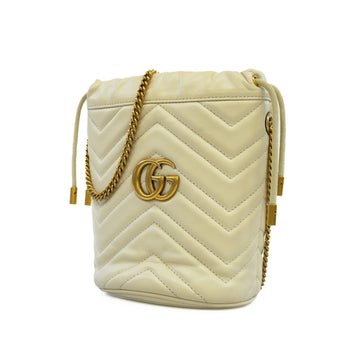 GUCCIAuth  GG Marmont 575163 Women's Leather Shoulder Bag White