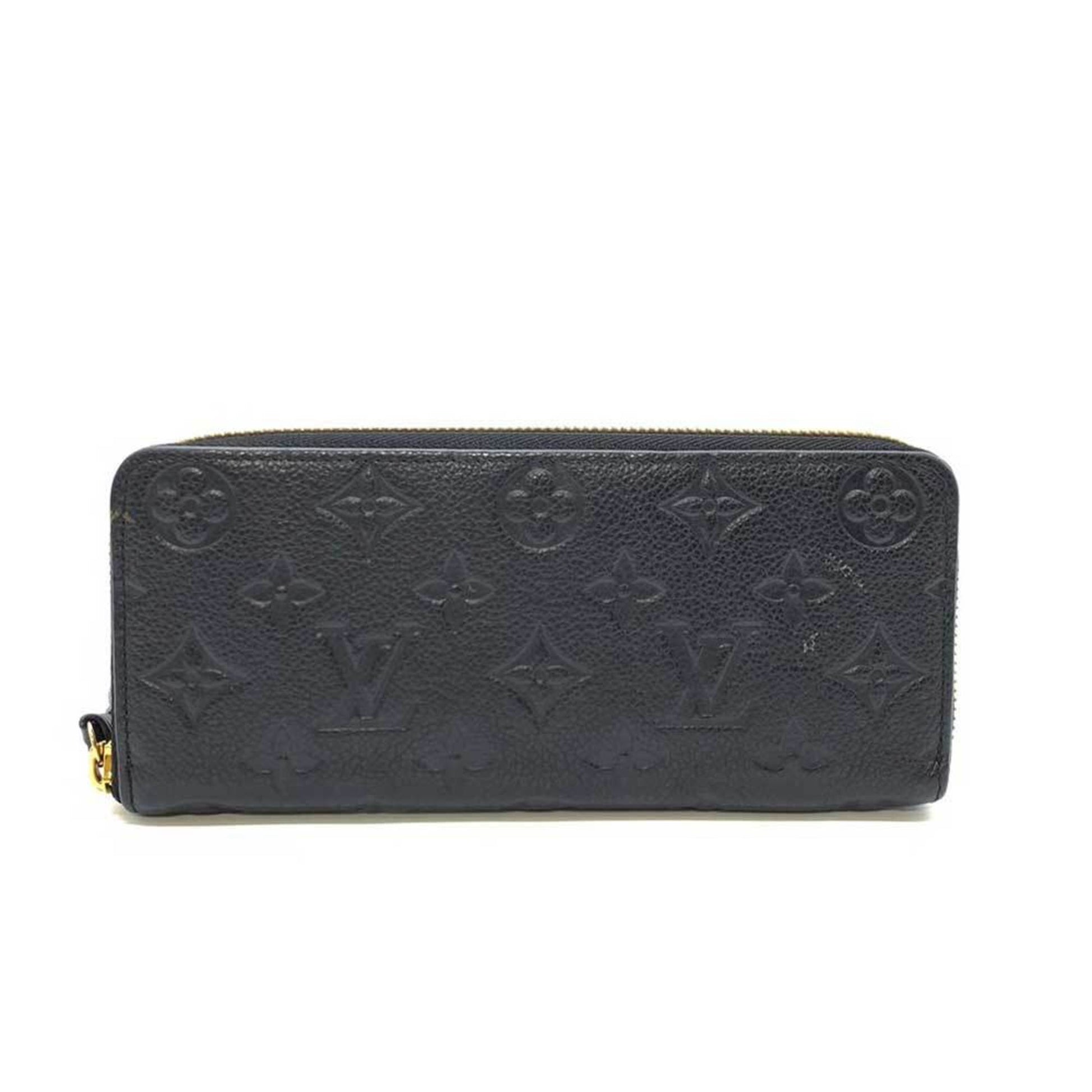Louis Vuitton Round Long Wallet Monogram Implant Portefeuille Clemence  Women's M60171 Noir Black Leather Embossed