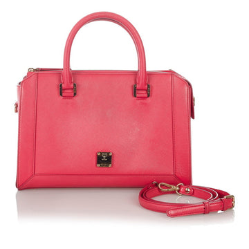 MCM Handbag Shoulder Bag Pink Leather Ladies