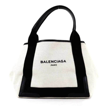 BALENCIAGA handbag tote bag navy cover S canvas/leather black x ivory unisex 339933