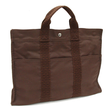 Hermes Pannied Plage Pm Handbag Cotton Canvas Leather Pink Brown Silver  Hardware Tote Bag