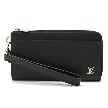 LOUIS VUITTON Taiga Zippy Dragonne L-shaped long wallet leather noir black with wrist strap M69409