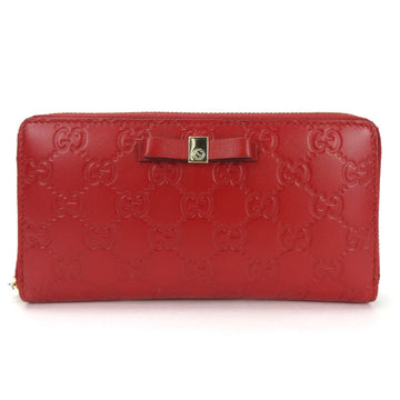 GUCCI round long wallet 388680 sima GG red ribbon accessory ladies  zip around leather