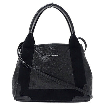 BALENCIAGA bag ladies handbag shoulder 2way navy cabas XS leather black 542018