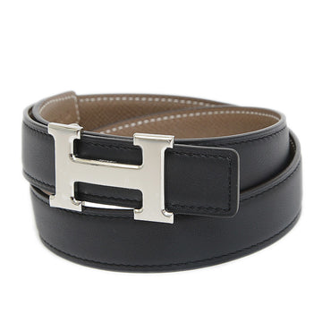 HERMES Mini H Reversible Belt Swift/Epson Black/Etoupe Silver Hardware #65