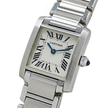 CARTIER Watch Women's Tank Francaise SM Quartz Stainless Steel SS W51008Q3 Silver Ivory Polished