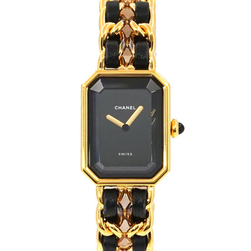 CHANEL Premiere M size H0001 Vintage Ladies Watch Black Dial Gold Quartz