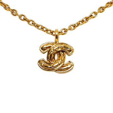 CHANEL coco mark matelasse necklace gold plated ladies