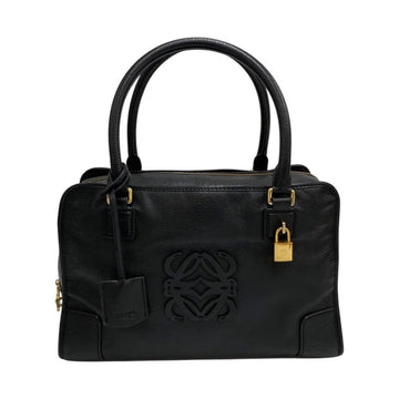 LOEWE Anagram Logo Amazona 36 Leather Genuine Handbag Mini Boston Bag Black