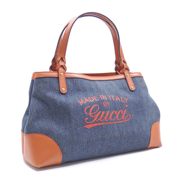 GUCCI tote bag ladies navy brown dark blue leather 348715 Craft