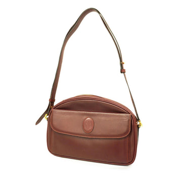 CARTIER Shoulder Bag Must Leather Bordeaux Gold Hardware Women's