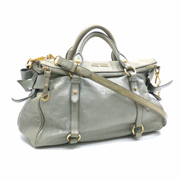 MIU MIU Miu Handbag Ladies Khaki Leather RT0365