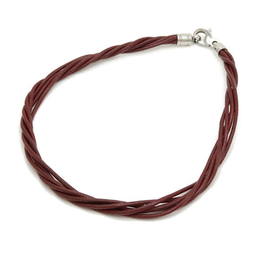 BVLGARI 5-row choker necklace cord leather metal brown
