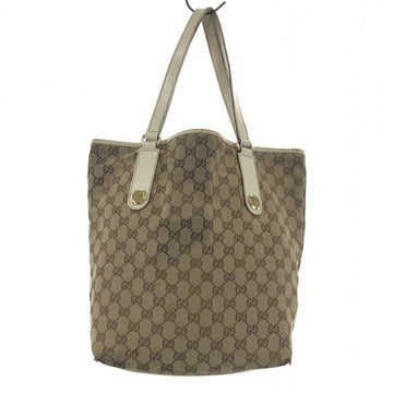 GUCCI GG Canvas Tote Bag 153009 Brown White