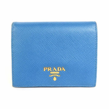 PRADA folio wallet leather blue gold ladies