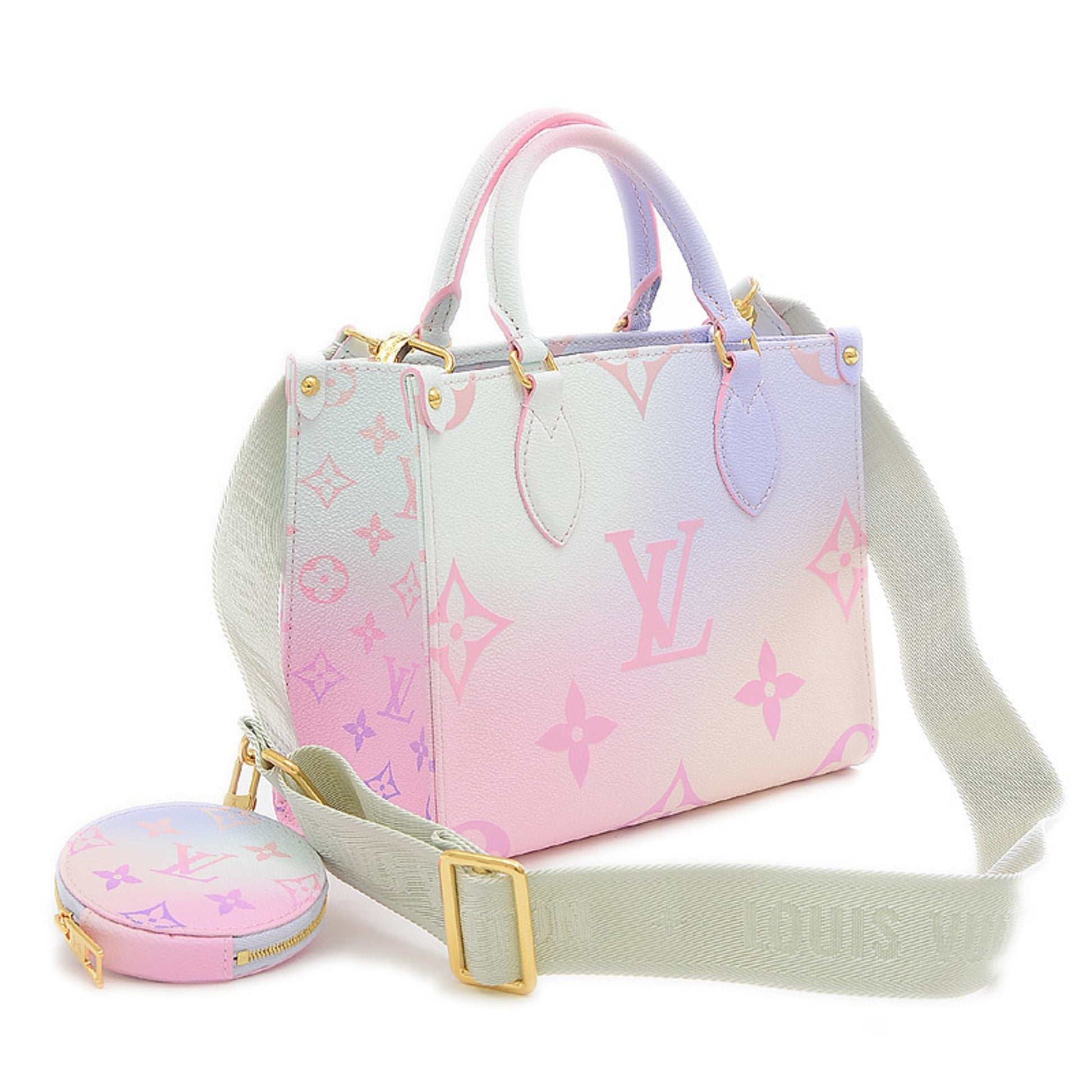 100% AUTH NWT LOUIS VUITTON OnTheGo PM PASTEL Spring Sunset box dust bag  M59856