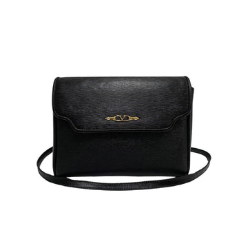 VALENTINO Logo Hardware Leather Genuine Mini Shoulder Bag Pochette Sacoche Black 67517