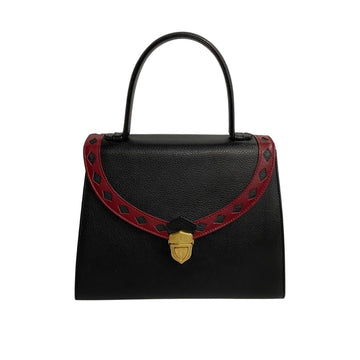 YVES SAINT LAURENT YSL logo cutout leather genuine handbag mini tote bag black red 27653