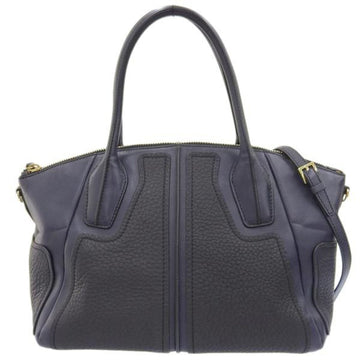 TOD'S Leather Shoulder Bag Black/Navy Ladies