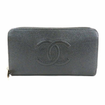 Chanel Round Wallet Coco Mark Black Caviar Skin Ladies A13228