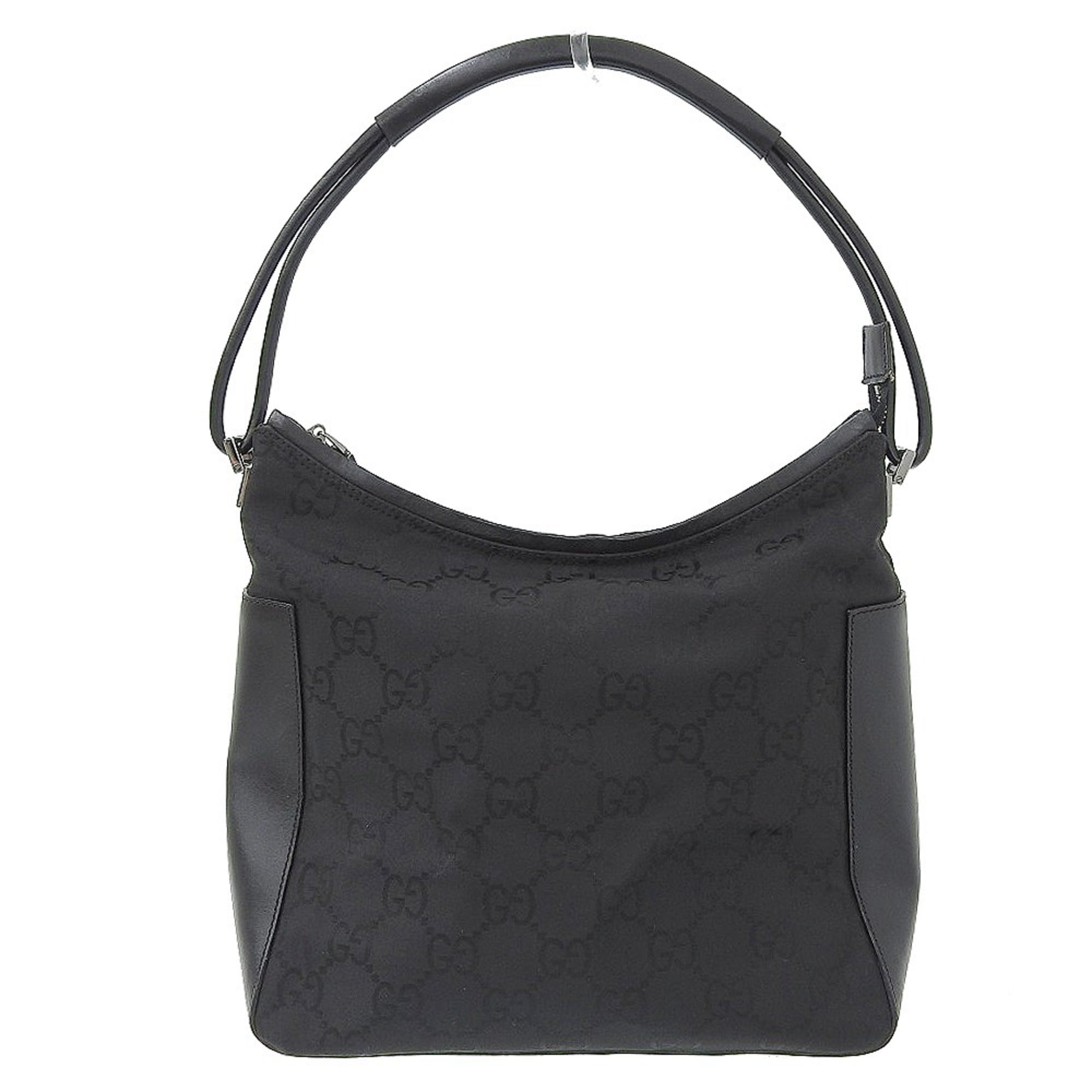 Gucci GG pattern one shoulder bag nylon leather black 001 3766