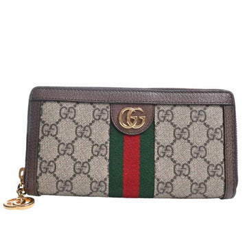 Gucci Ophidia GG Supreme Sherry Zip Around Long Wallet 523154 Brown PVC