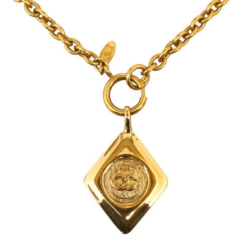CHANEL Cocomark Diamond Necklace Gold Plated Women's