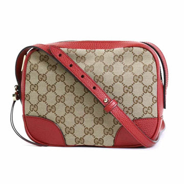 GUCCI Crossbody Shoulder Bag GG Canvas Canvas/Leather Beige Brown/Red Women's 449413