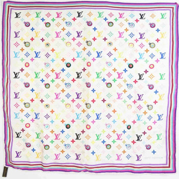 LOUIS VUITTON Scarf Muffler Takashi Murakami I Love Monogram Multicolor Silk Women's M71917