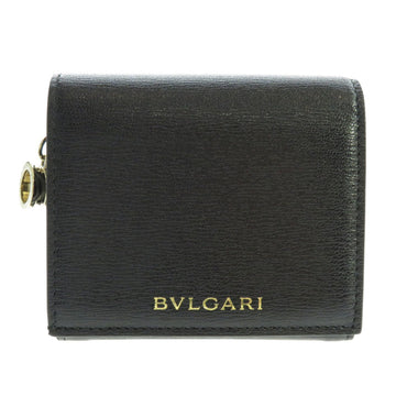 Bvlgari Tri-Fold Logo Motif Bi-Fold Wallet Leather Ladies