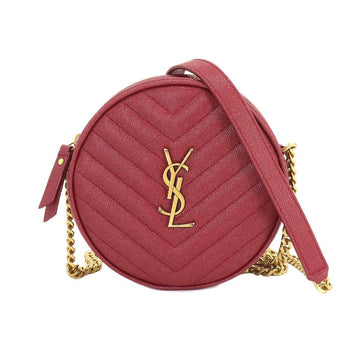 YVES SAINT LAURENT Saint Laurent Paris SAINT LAURENT PARIS Vinyl Chain Shoulder Bag Leather Red 610436 Vinyle Round Camera