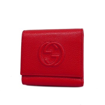 GUCCI Trifold Long Wallet Soho 598207 Leather Red Ladies