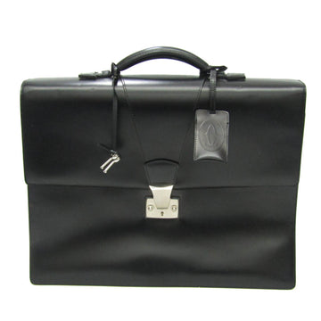 CARTIER Men's Leather Briefcase Black