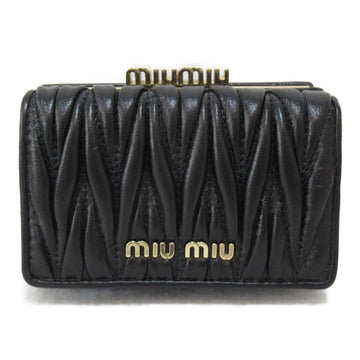 MIU MIU Tri-fold wallet Black leather Materasse leather 5ME005N88 F0002