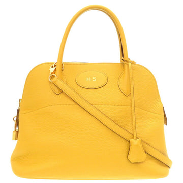 HERMES Bolide 31 Taurillon Clemence Jaune ambre C stamp