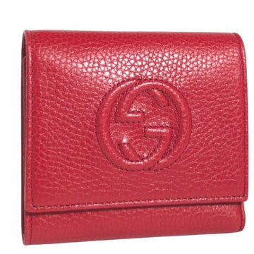 GUCCI Trifold Wallet Soho Interlocking G 598207 Leather Red Ladies