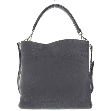 FENDI Selleria Anna Small Bag Shoulder Leather Gray 8BT218