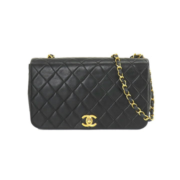 CHANEL Matelasse Chain Shoulder Bag Leather Black Vintage Gold Hardware