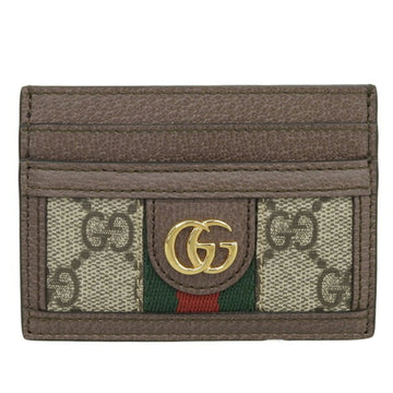 GUCCI Ophidia GG Supreme Leather Card Case 523159 Beige/Brown Ladies