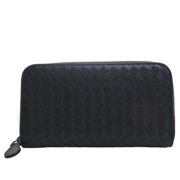 BOTTEGA VENETA Intrecciato Leather Long Wallet Black Women's