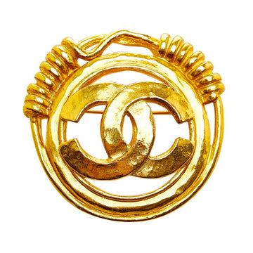 CHANEL coco mark brooch gold plated ladies