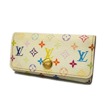 LOUIS VUITTONAuth  Monogram Multicolore Multicle 4 M93730 Key Case Blanc,Raisin