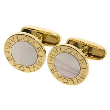 BVLGARI White Shell Cuffs K18 Yellow Gold Men's