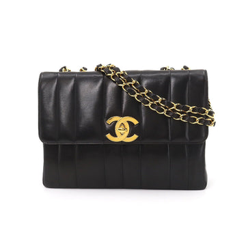 Chanel mademoiselle chain shoulder bag leather black coco mark gold metal fittings vintage Mademoiselle Bag